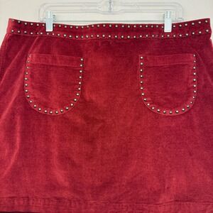 Mossimo Supply Co Womens Burgundy Corduroy Studded Pocket Mini Skirt Size 18 NWT